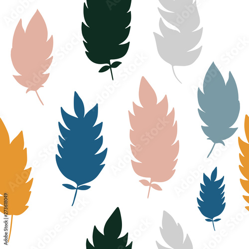 Fototapeta Naklejka Na Ścianę i Meble -  Seamless pattern with hand drawn feathers on a white background. Tribal Feathers. Vector design for wrapping paper, textile.