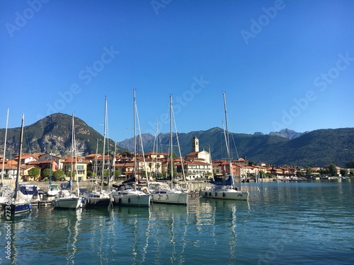 Feriolo, Maggiore lake, Italy. View of the small harbor of the village on the lake. © Daniele