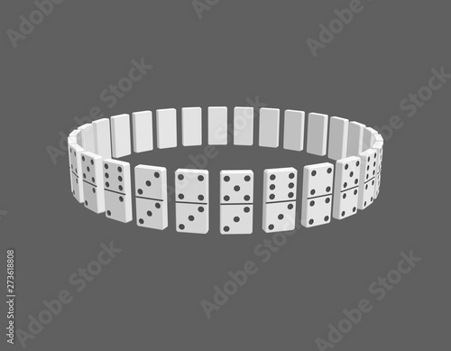 Circle of dominoes. Isolate...