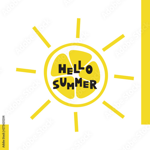 Hello summer card of hand d...