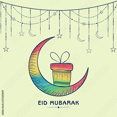 Greeting card for Eid Mubarak celebration. photo