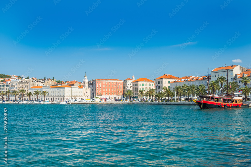 Harbor of Split, Croatia, city skyline, largest city of the region of Dalmatia and popular touristic destination