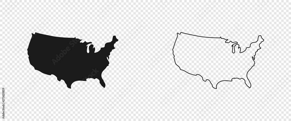 Fototapeta Mapa USA. Mapa amerykańska. Mapa Stanów Zjednoczonych Ameryki w projektowaniu płaskich i liniowych