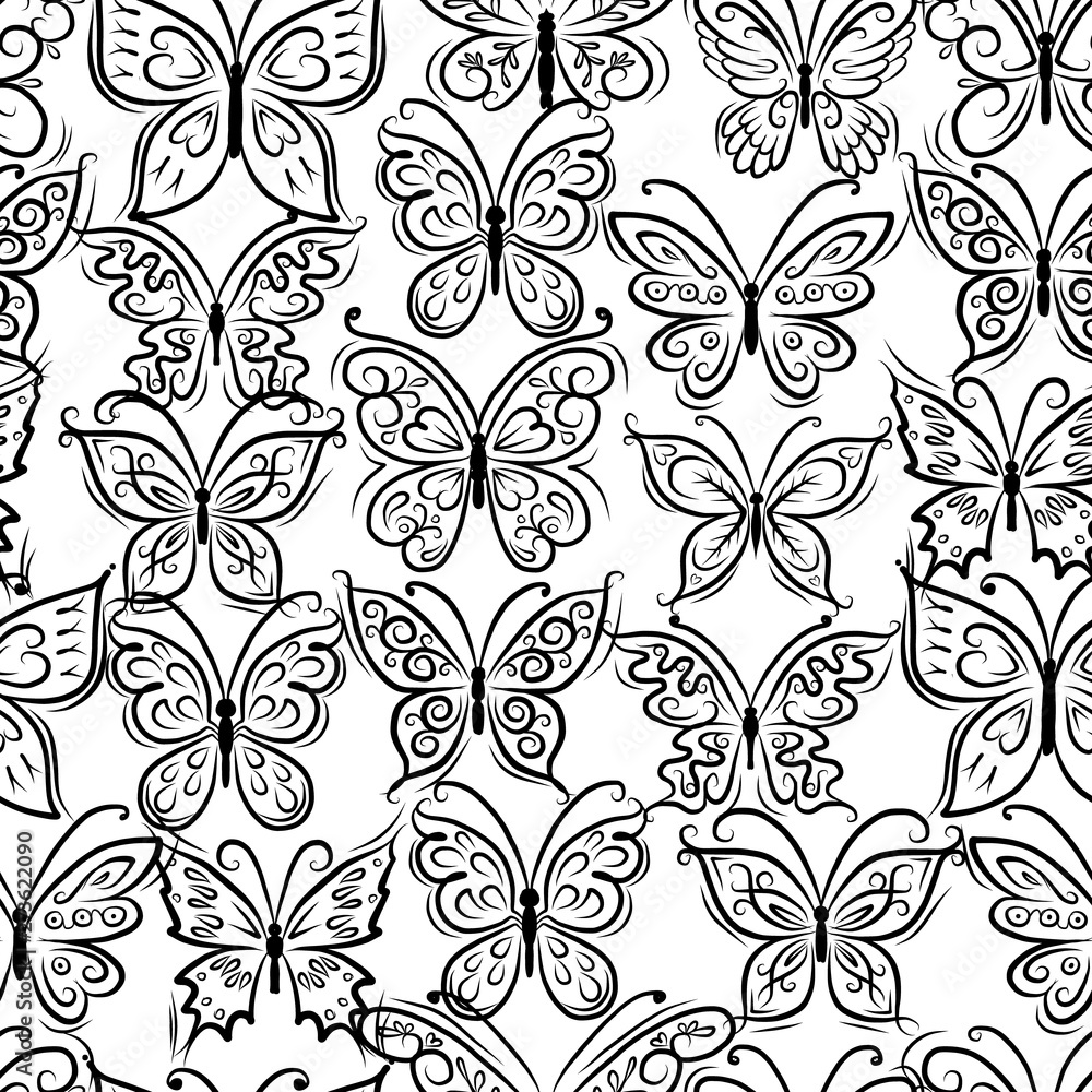 Obraz premium Art butterflies, seamless pattern for your design