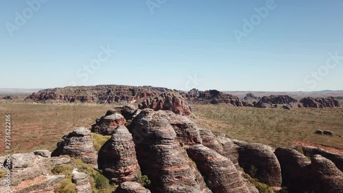 Drone flight over the Bungle Bungles in the Kimberley of Western Australia showing the beehive rock formatons photo