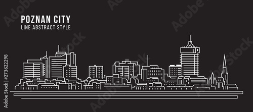 Cityscape Building Line art Vector Illustration design - Poznan city