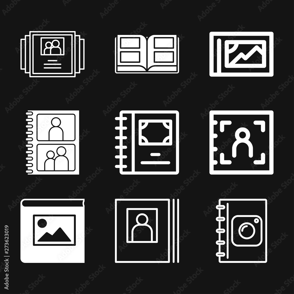Photo album vector icon on white background. Photo album vector icon on white background.