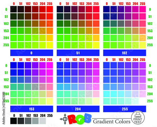  Test pattern for printers in RGB color model
