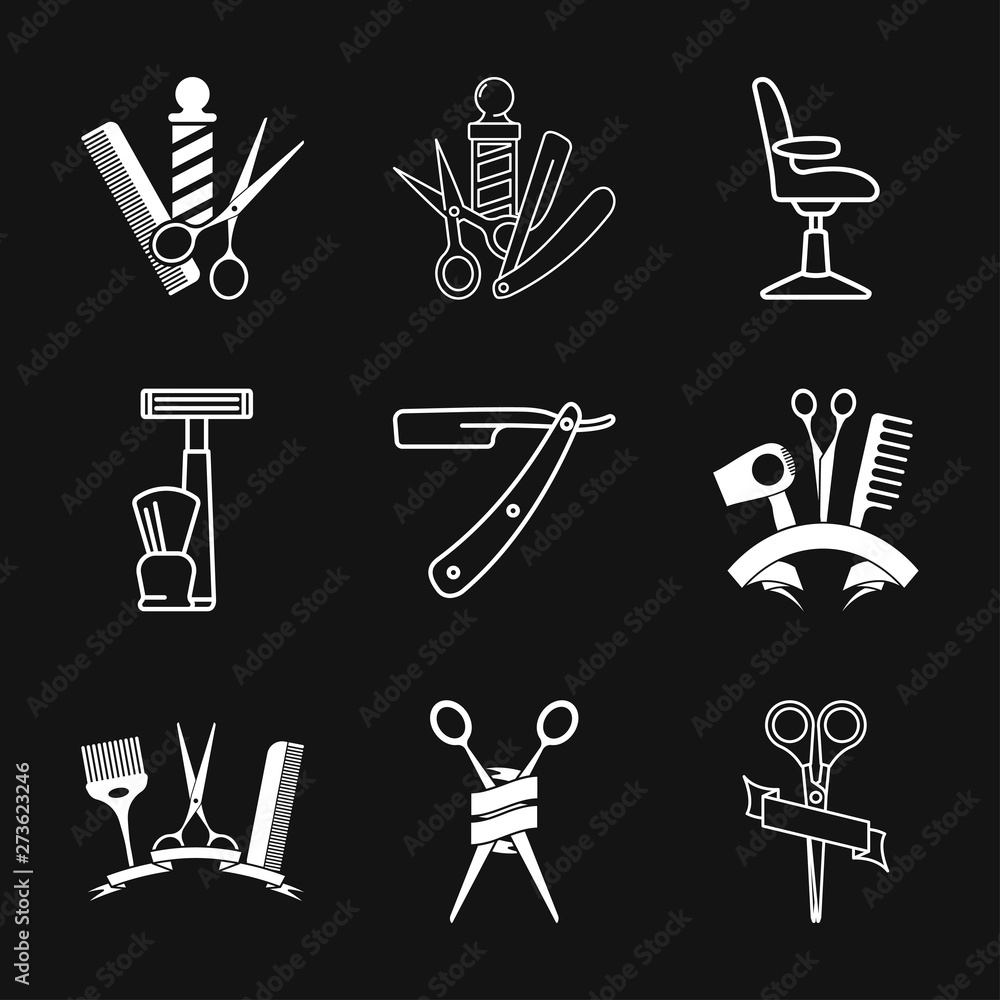 Obraz premium Barber icon vector, for web and mobile, salon hair dryer, hair curler.