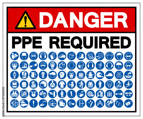 Danger PPE Required Symbol Sign, Vector Illustration, Isolated On White Background Label .EPS10