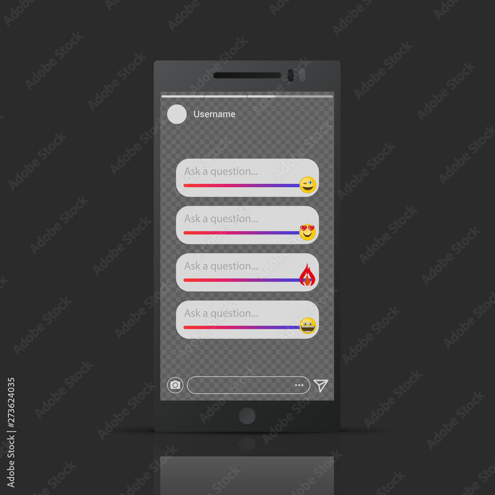 Inspired by instagram stories emoji sliders vector template