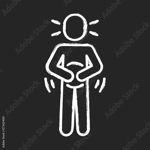 Abdominal pain vector chalk icon