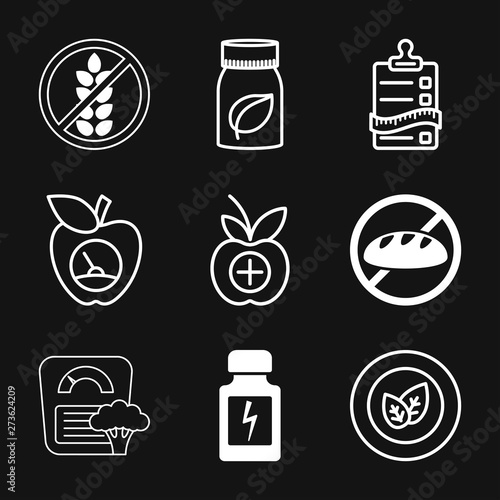 Dietary vector icon, food dietary labels isolated on background