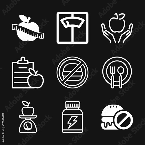 Dietary vector icon, food dietary labels isolated on background