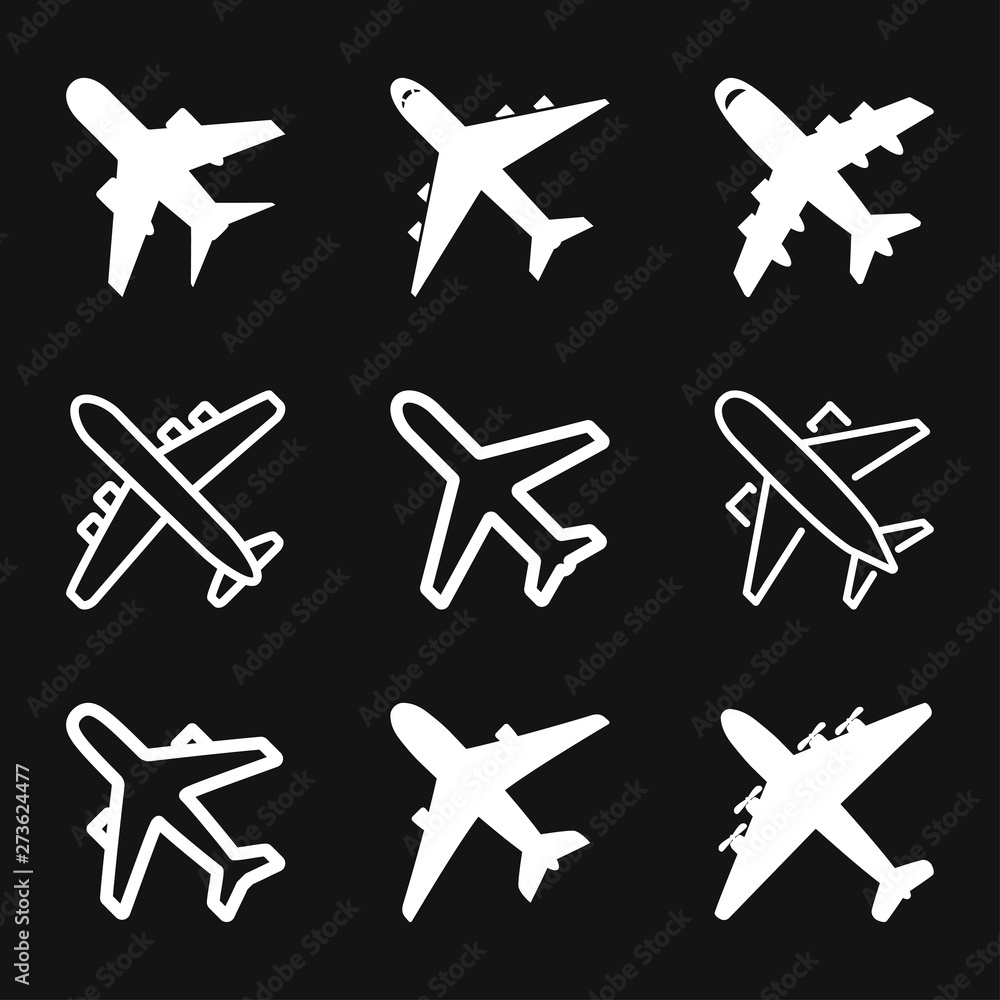 Fototapeta premium Plane icon on white background, airplane vector Illustration