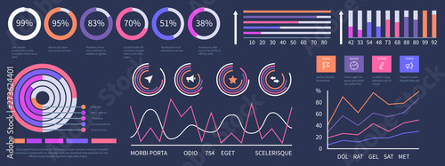 Infographic dashboard. Vector interface presentation elements set. Illustration of dashboard interface presentation  infographic and statistic