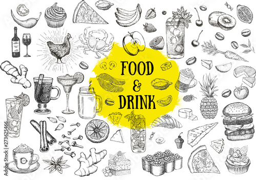 Food and drink hand drawn illustration