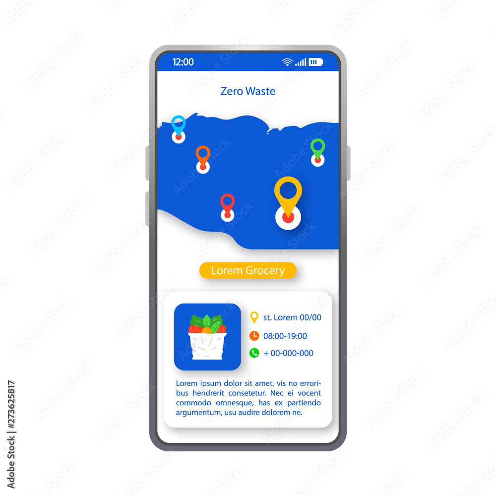 Zero waste app smartphone interface vector template Zero waste app smartphone interface vector template