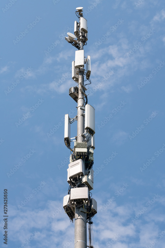 Antenna tower building. Technology Cellular Station, Wireless