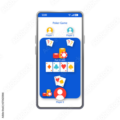 Poker game app smartphone interface vector template