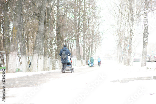 Winter landscape of country fields and roads