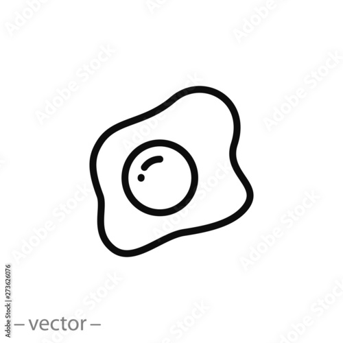 scrambled eggs icon, breakfast, line symbol on white background - editable stroke vector illustration eps10
