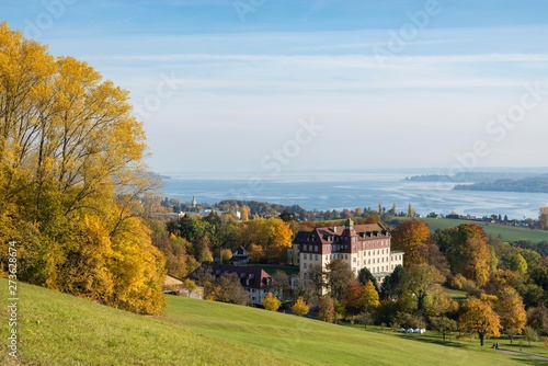 Schloss Spitzbart boarding school, Lake Constance behind, Uberlingen, Baden-Wurttemberg, Germany, Europe