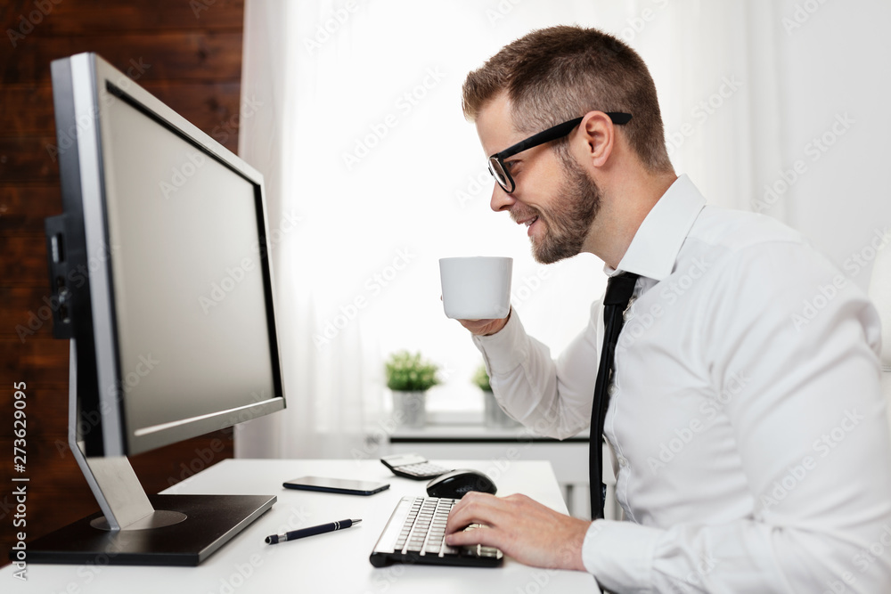 Successful businessman working in his office Successful businessman working in his office