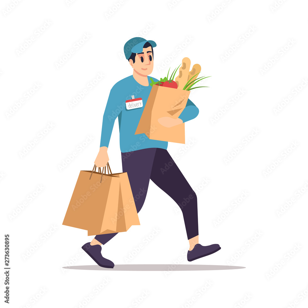 Grocery store delivery flat vector illustration Grocery store delivery flat vector illustration