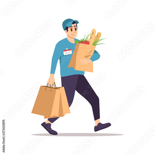 Grocery store delivery flat vector illustration