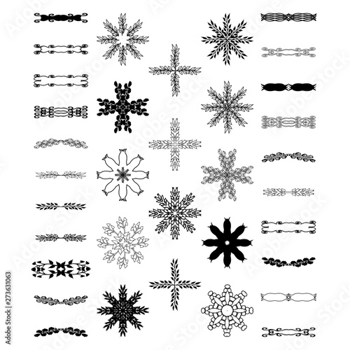 Dividers, borders, swirls, dividing and scrolls isolated on white background. Vector illustration 
