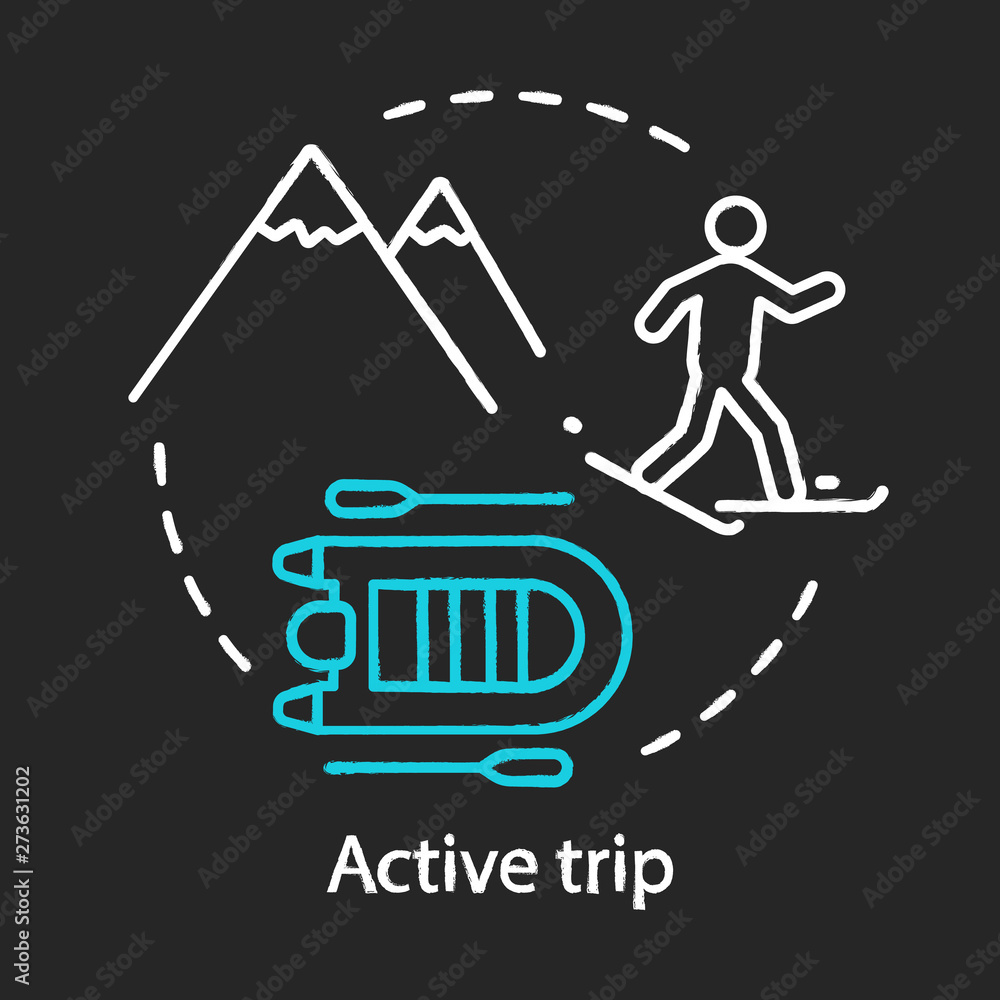 Active trip chalk concept icon Active trip chalk concept icon