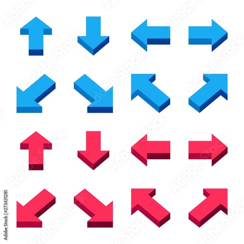 isometric arrow icon set,flat icon style,vector and illustration
