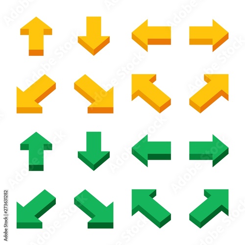 isometric arrow icon set,flat icon style,vector and illustration