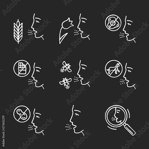 Allergies chalk icons set