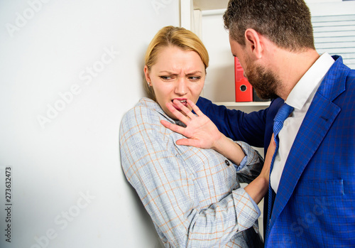 Foto Girl victim office violence concept
