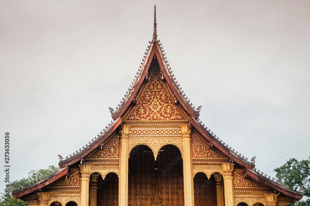 Golden Main hall Vatsensookharam temple - Luang Prabang, Laos Golden Main hall Vatsensookharam temple - Luang Prabang, Laos