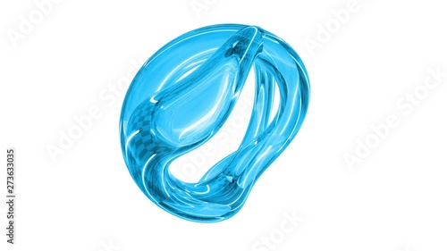 3d abstract object rotating like liquid form. 4k seamless loop animation footage. Green screen.