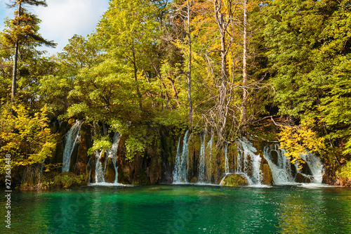 beautiful waterfalls in Plitvice Lakes National Park  Croatia