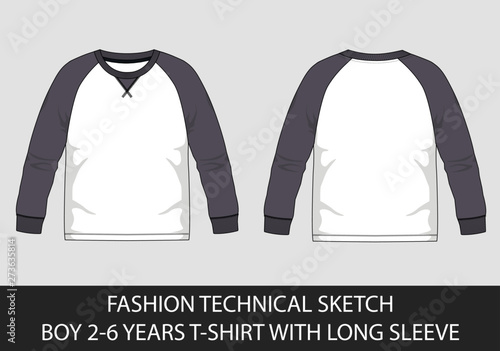 Fashion technical sketches for boys 2-6 years t-shirts with long sleeve