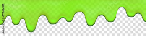 Green slime drip isolated on transparent background.