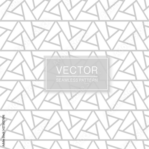 Fototapeta Naklejka Na Ścianę i Meble -  Vector seamless geometric pattern - creative triangle white and grey texture. Decorative monochrome background
