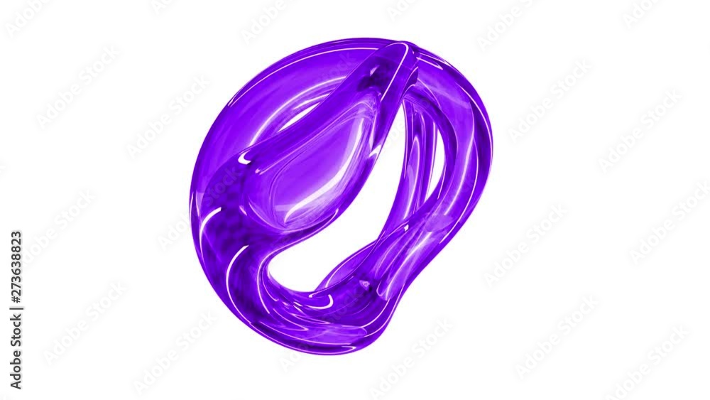 3d abstract object rotating like liquid form. 4k seamless loop animation footage. Green screen.