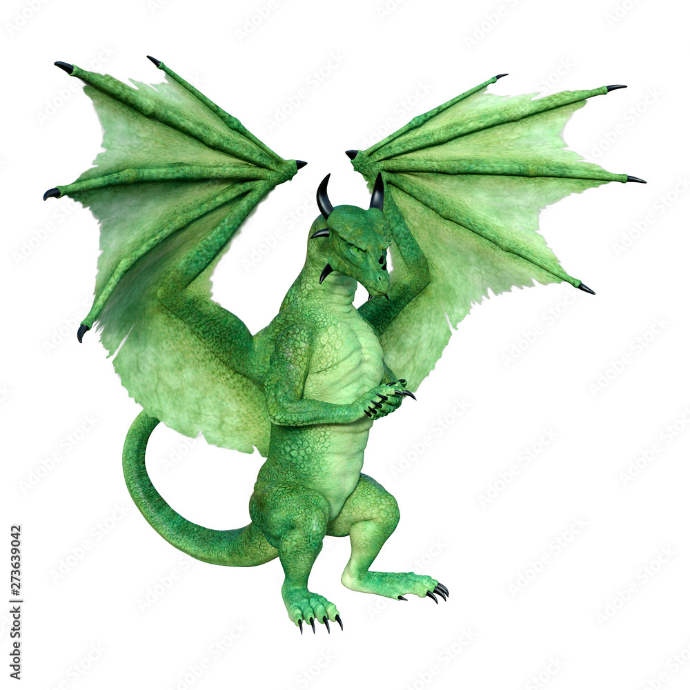 Obraz premium 3D renderowania Bajkowy smok na białym tle