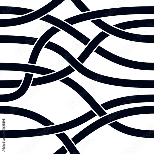Curve wavy lines seamless pattern, vector repeat endless background, tangled stripes trendy tiling wallpaper motif. Usable for fabric, wallpaper, wrapping, web and print.