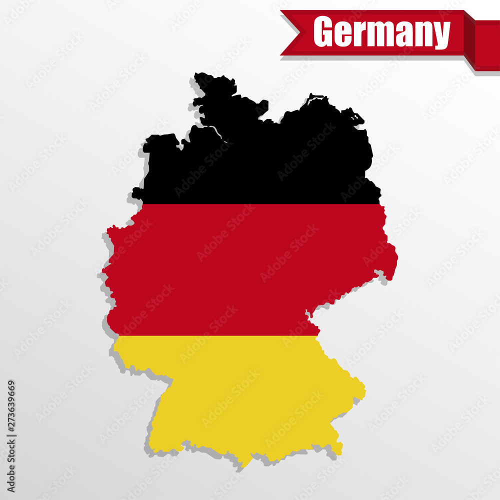 Germany map with Germany flag inside and ribbon Germany map with Germany flag inside and ribbon