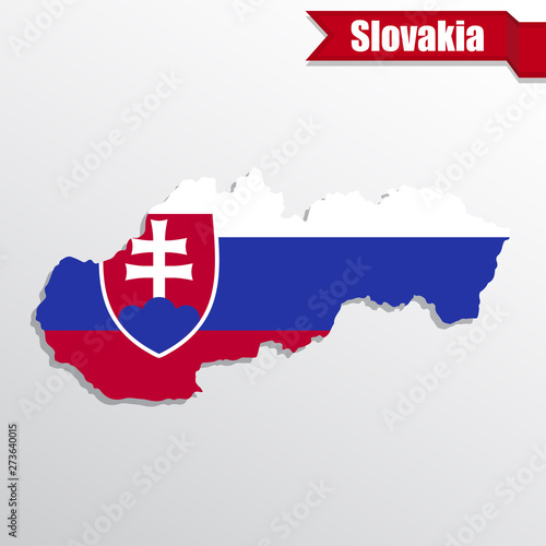 Fotografia Slovakia map with flag inside and ribbon