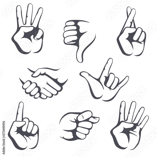 Different vector collection signs of hand gestures