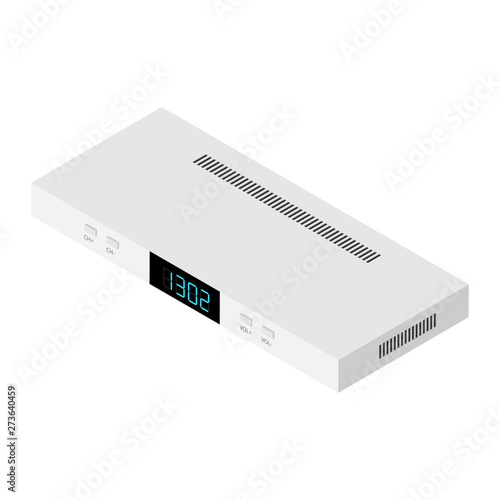 White satellite decoder set top box reciever isometric view