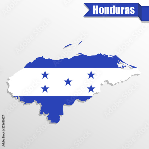 Bilde på lerret Honduras map with flag inside and ribbon